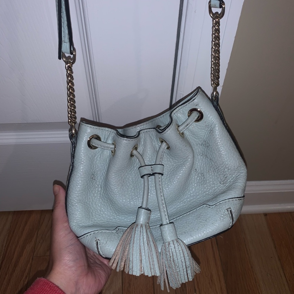 Rebecca Minkoff pale blue mini bucket bag